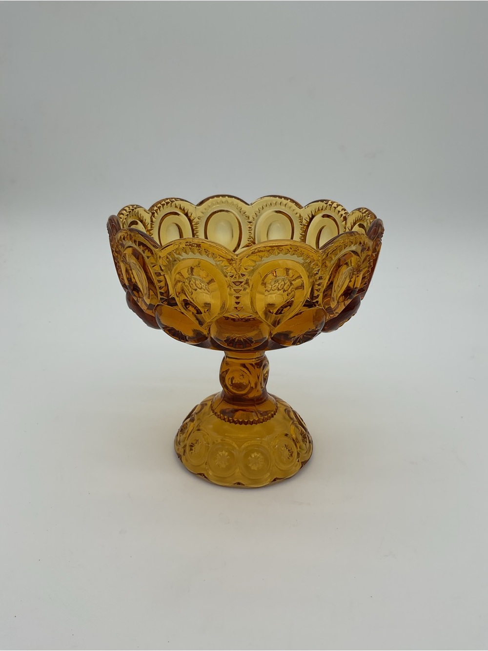 LE Smith Moon and Stars Pressed Glass Pedestal Compote